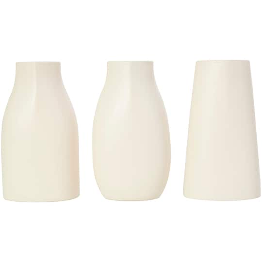 9&#x22; Cream Ceramic Minimalistic Vase Set